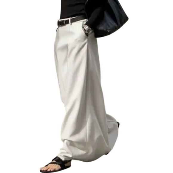 Commense Women's Small White Solid Pleated Pocketed Formal Maxi Skirt - Picture 3 of 12